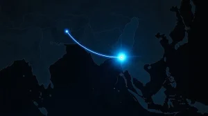 Conceptual map showing Bitcoin as a potential financial conduit for Taiwan in geopolitical conflict.