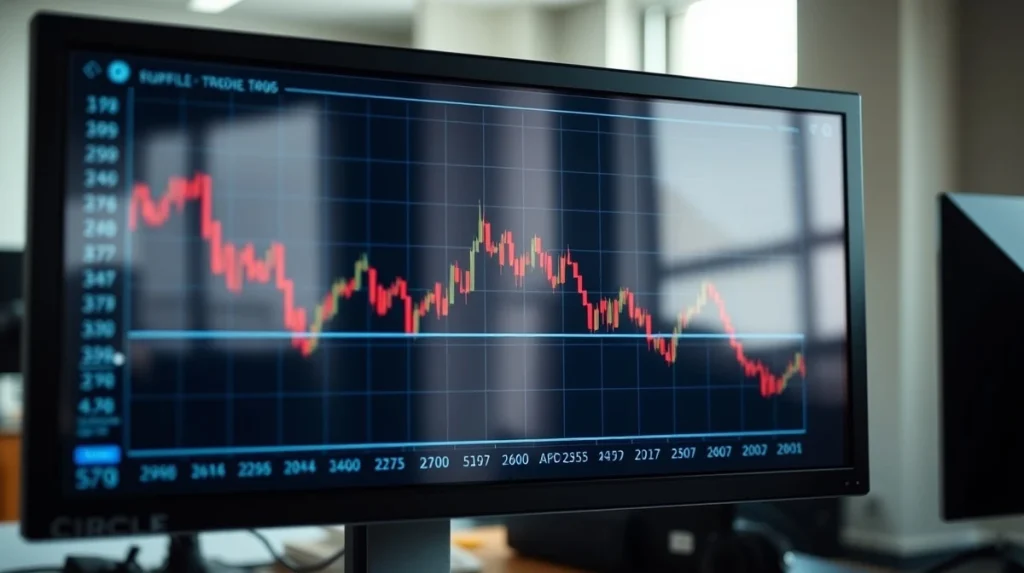 Circle stock price drop following analyst sell rating and Drift Protocol scandal news.