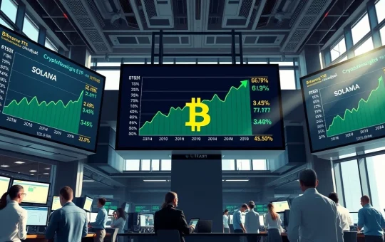 Crypto ETFs surge with Bitcoin and Solana funds showing massive inflows on trading screens