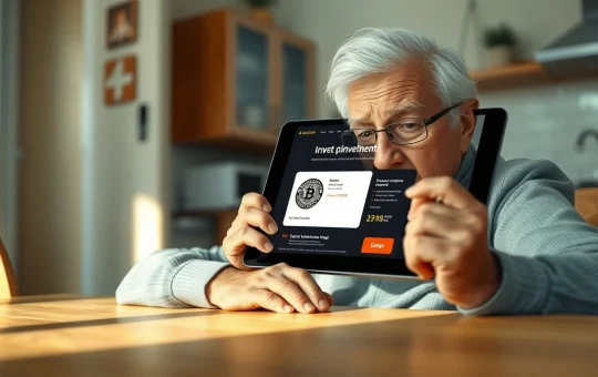 Elderly victim targeted by cryptocurrency fraud scheme on digital tablet
