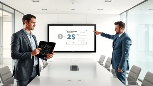 Equity tokenization partnership between Securitize and Computershare for U.S. issuers, showing digital share tokens on a screen