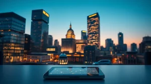 European financial district merging with digital blockchain networks, symbolizing the acceleration of bank tokenization.