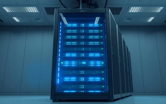 Institutional server infrastructure for GalaxyOne SOL staking operations in a secure data center.