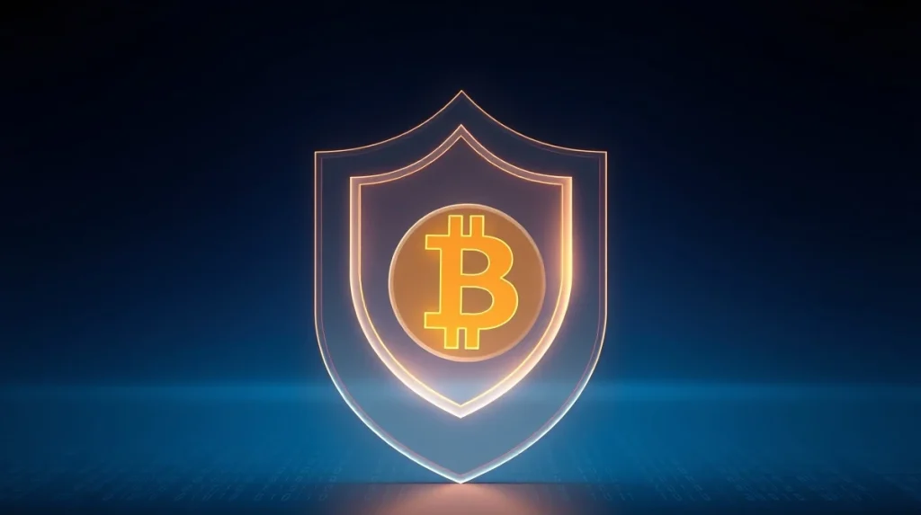 Digital shield protecting a Zcash coin, representing cryptocurrency privacy technology.