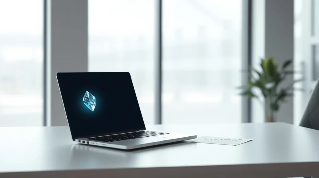 Ice Open Network CEO announces major cost reduction and new product launch on a business desk.