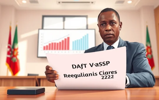 Kenya government official reviewing draft cryptocurrency VASP regulations document in Nairobi office