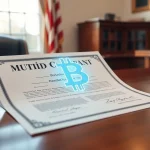 Concept of New Hampshire's Bitcoin-backed municipal bonds merging traditional finance with cryptocurrency.