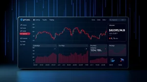 Dashboard showing declining onchain perpetual DEX trading volume and market data.
