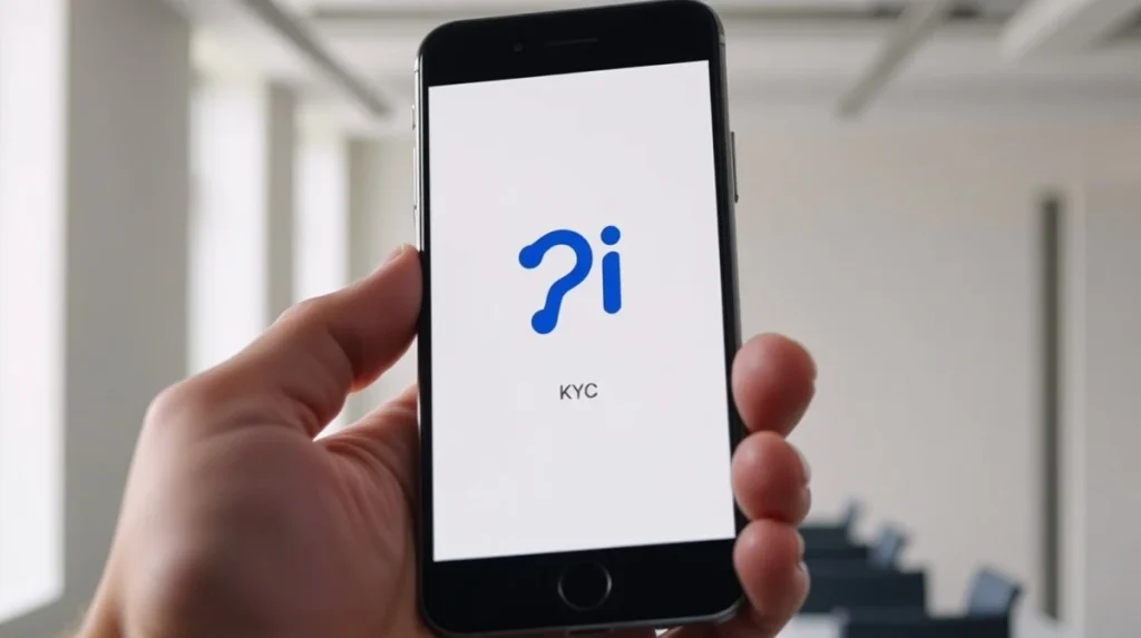 Smartphone displaying Pi Network interface with KYC verification progress, symbolizing the platform's recent milestone.