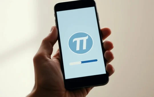 Smartphone displaying Pi Network verification progress, representing the project's KYC milestone.