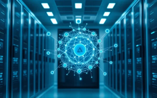 Conceptual visualization of Quant Network's Overledger technology connecting multiple blockchains for price analysis.