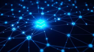 Visual representation of the strengthening Solana blockchain network and its growing transaction activity.