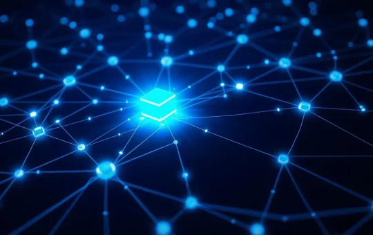 Visual representation of the strengthening Solana blockchain network and its growing transaction activity.