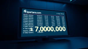 Spartans.com's $7 million digital leaderboard display for its online gambling competition.