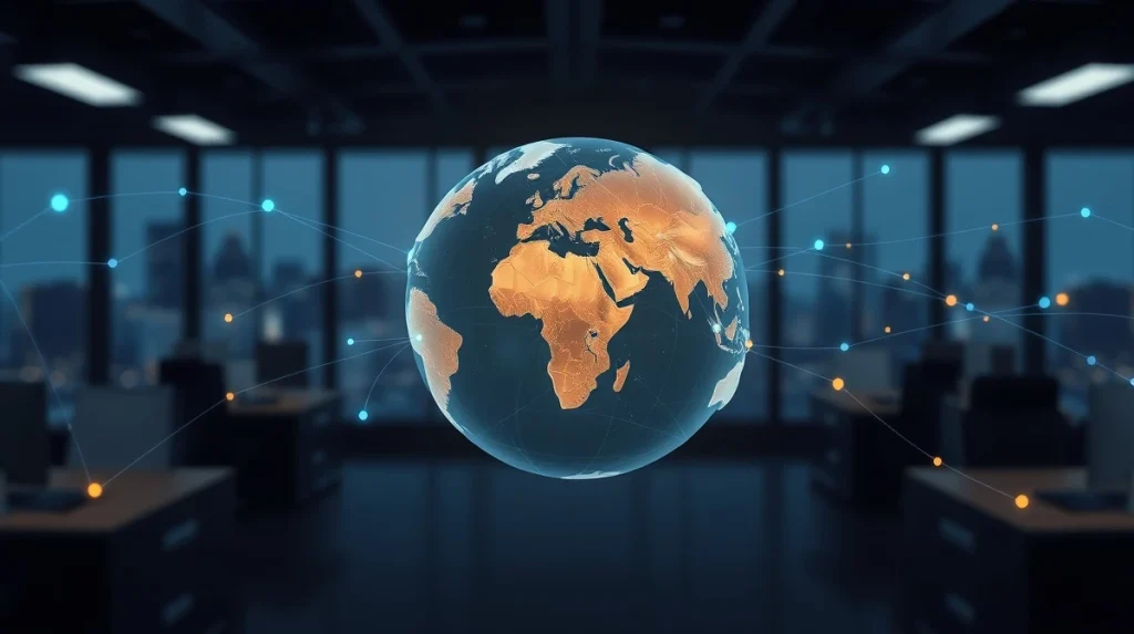 Global financial network visualization for Chainalysis stablecoin volume projection report.