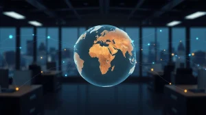 Global financial network visualization for Chainalysis stablecoin volume projection report.