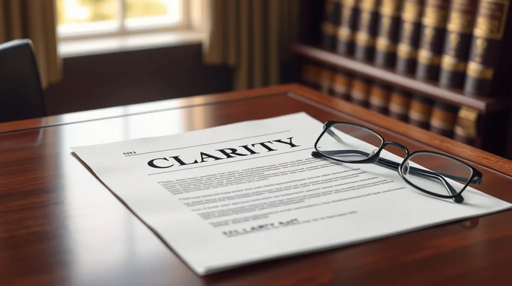 Legislative draft document for the CLARITY Act addressing stablecoin yield regulation on a desk.