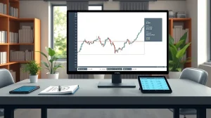 Analyst's desk showing XRP price chart with Gaussian channel technical analysis for cryptocurrency prediction.