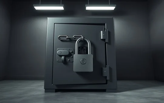 Zonda exchange crisis with 4500 Bitcoin locked in a secured cold wallet, symbolizing inaccessible funds.