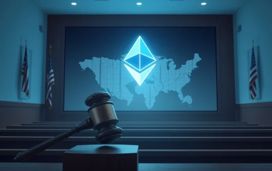 Aave fights to block $71M crypto seizure in North Korea legal clash, depicting a courtroom gavel and blockchain screen