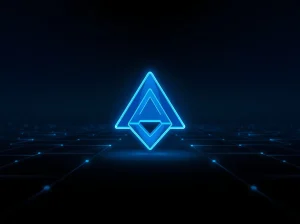 Algorand price analysis showing a glowing blue ALGO symbol on a dark network background, representing accumulation and bullish on-chain metrics.