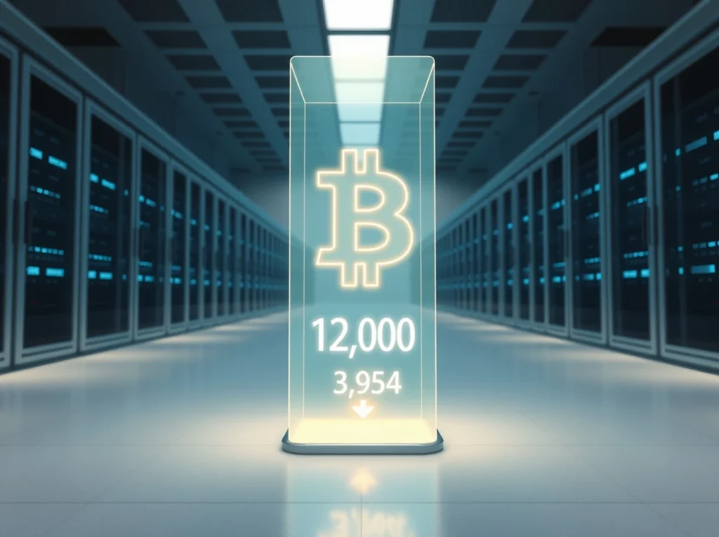 Symbolic representation of Bhutan's major reduction in national Bitcoin reserves from 13,000 to under 4,000 BTC.