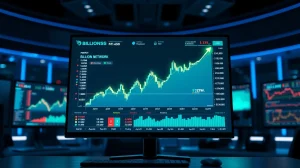 Digital trading dashboard showing Billions Network price rally with upward chart trend