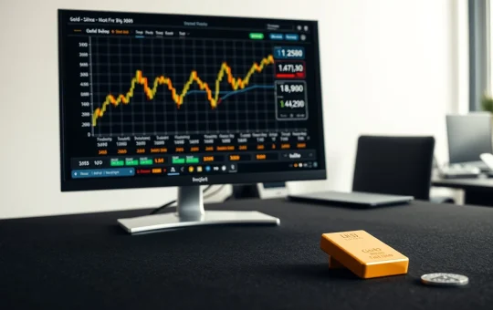 Trading desk showing Binance gold and silver futures charts rising alongside physical bullion.
