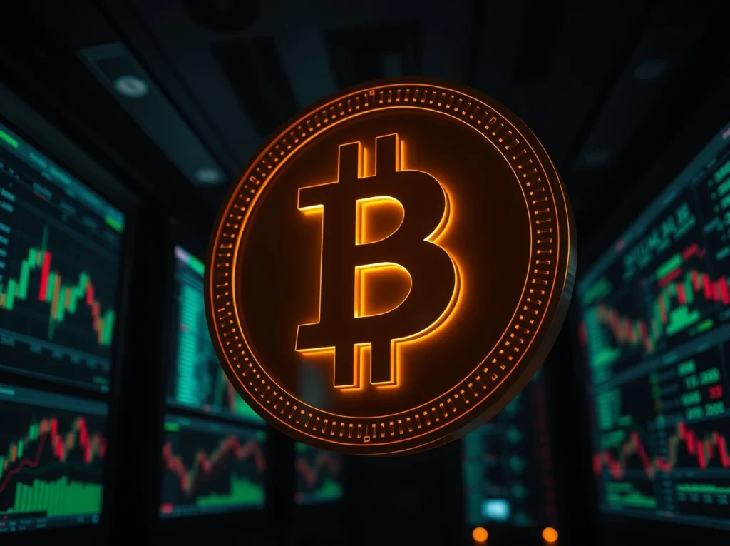 Bitcoin symbol over financial charts representing whale inflows and market activity