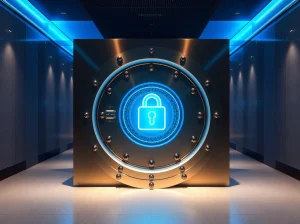 Secure vault door with digital padlock representing Binance withdrawal protection feature