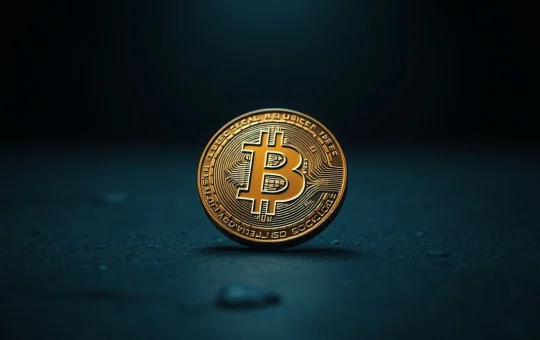 Bitcoin coin resting on a stone surface with a glowing chart showing a price floor at $60,000.