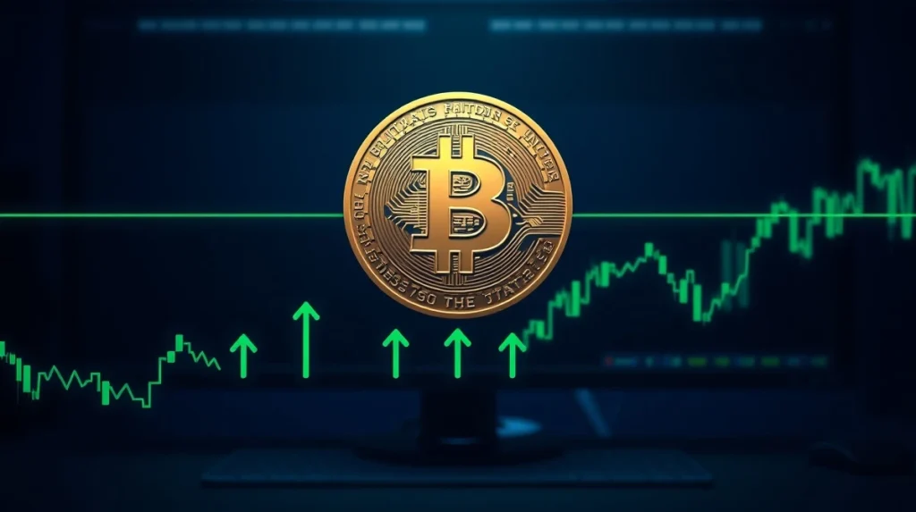 Bitcoin coin on financial chart with $80K resistance line and ETF inflow data