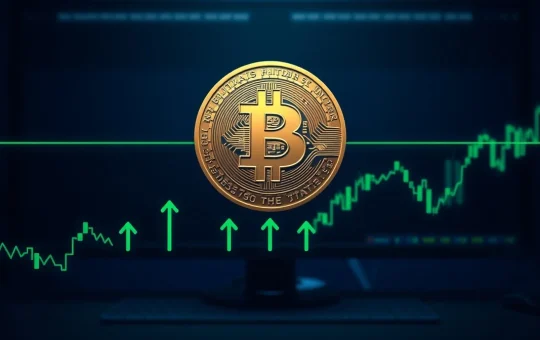 Bitcoin coin on financial chart with $80K resistance line and ETF inflow data