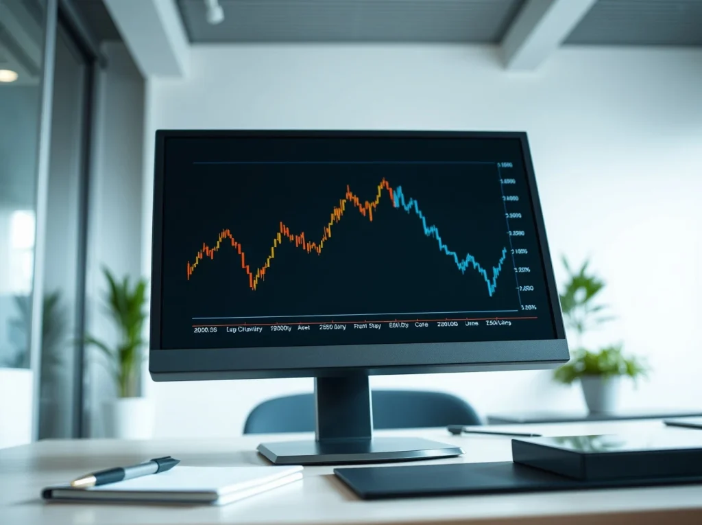 Chart showing Bitcoin's price line rising as Ethereum's line falls, illustrating market divergence.