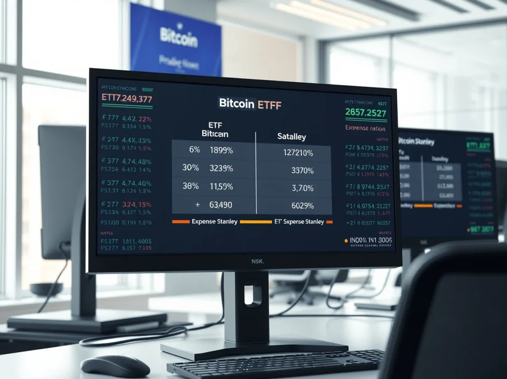 Comparative analysis of Bitcoin ETF fees showing Morgan Stanley's competitive pricing strategy for institutional investors.