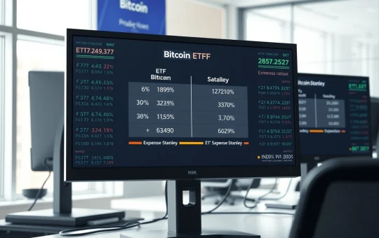 Comparative analysis of Bitcoin ETF fees showing Morgan Stanley's competitive pricing strategy for institutional investors.