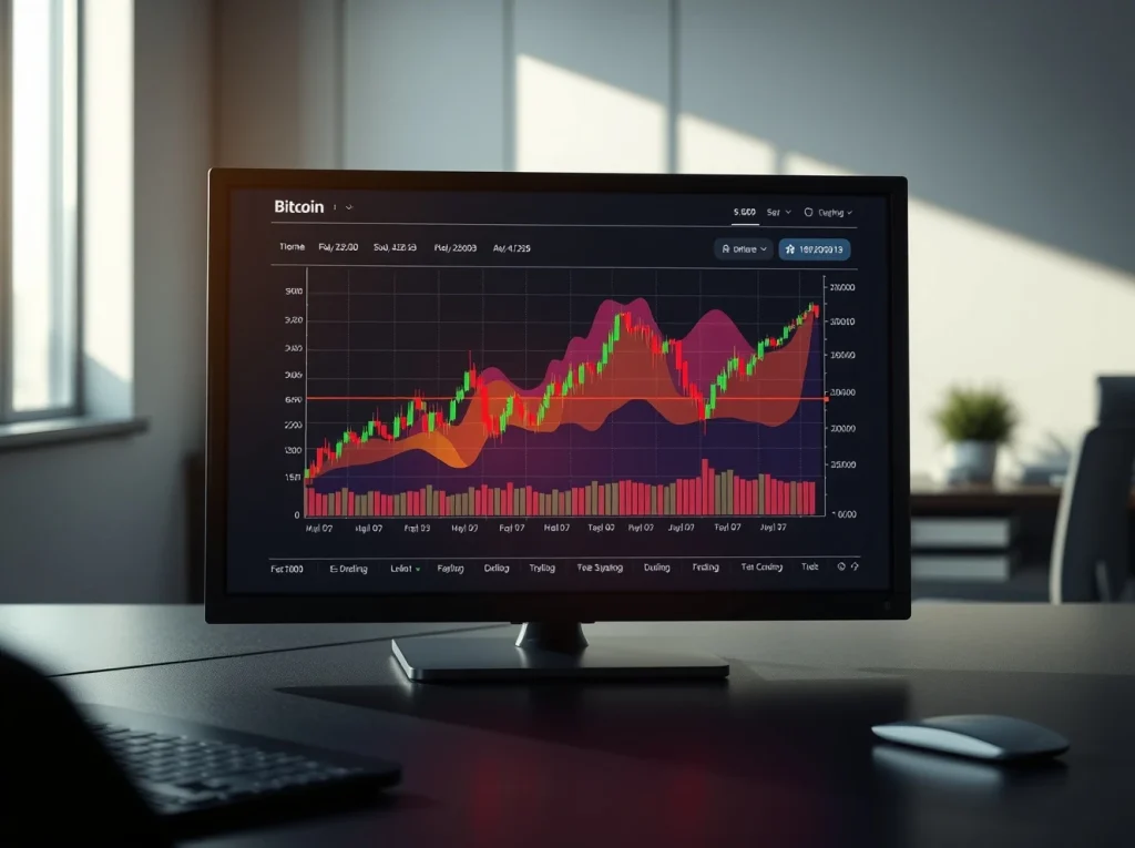 Analysis of Bitcoin's price chart with a liquidation heatmap showing key trading levels.