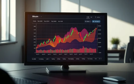 Analysis of Bitcoin's price chart with a liquidation heatmap showing key trading levels.