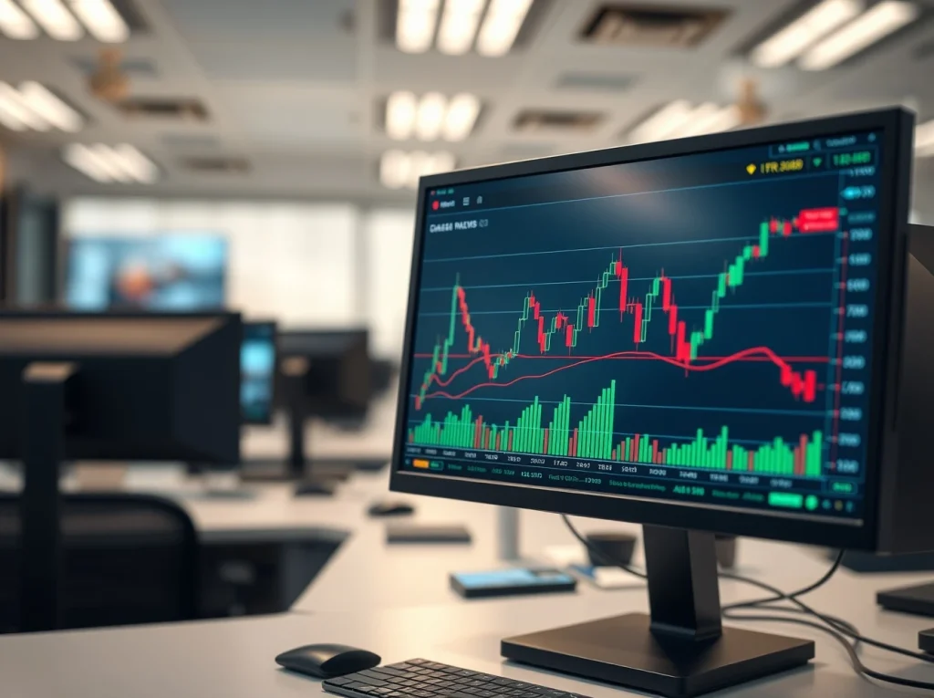 Bitcoin price prediction analysis shown on a financial trading terminal screen.