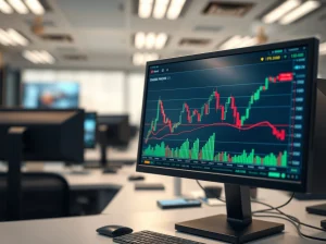 Bitcoin price prediction analysis shown on a financial trading terminal screen.