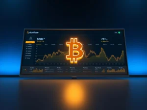 Bitcoin price prediction chart and presale exchange dashboard with bullish indicators