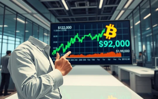 Bitcoin price prediction chart showing road to $92,000 with analyst pointing at upward trend