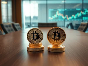 Bitcoin treasury race between Strive Asset Management and Strategy, highlighting corporate BTC holdings shift.
