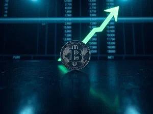 Bitcoin trend analysis with $73.7K support level and $96K bull target illustrated with upward arrow