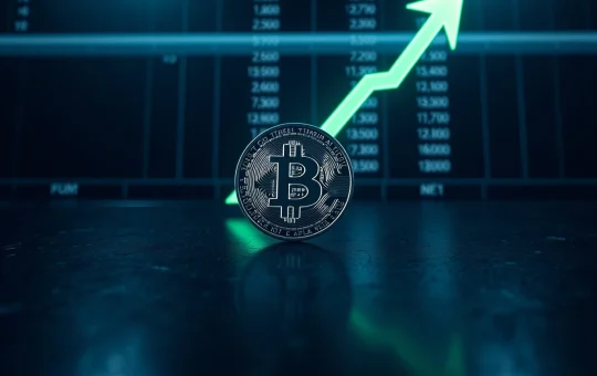 Bitcoin trend analysis with $73.7K support level and $96K bull target illustrated with upward arrow