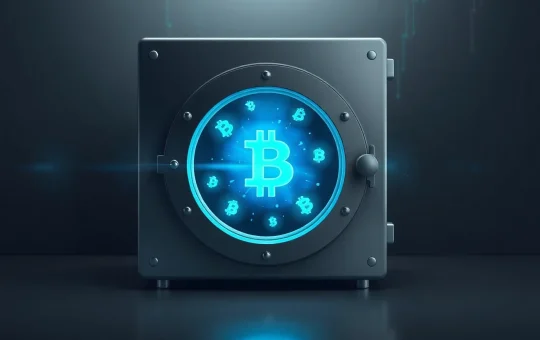 Secure digital vault representing BlackRock's Bitcoin investments and quantum security concerns