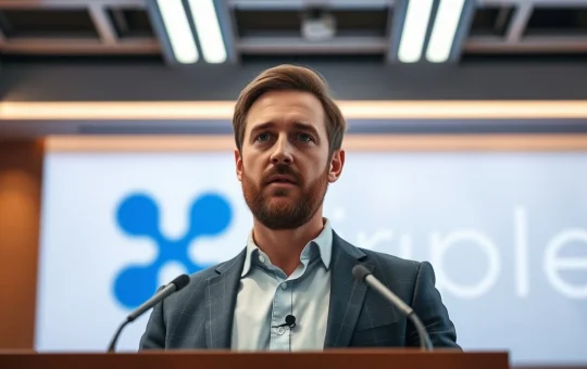Brad Garlinghouse speaking at a conference about Ripple and XRP