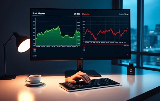 Trading monitor showing diverging spot and derivatives market charts for Cardano (ADA) with analytical data.