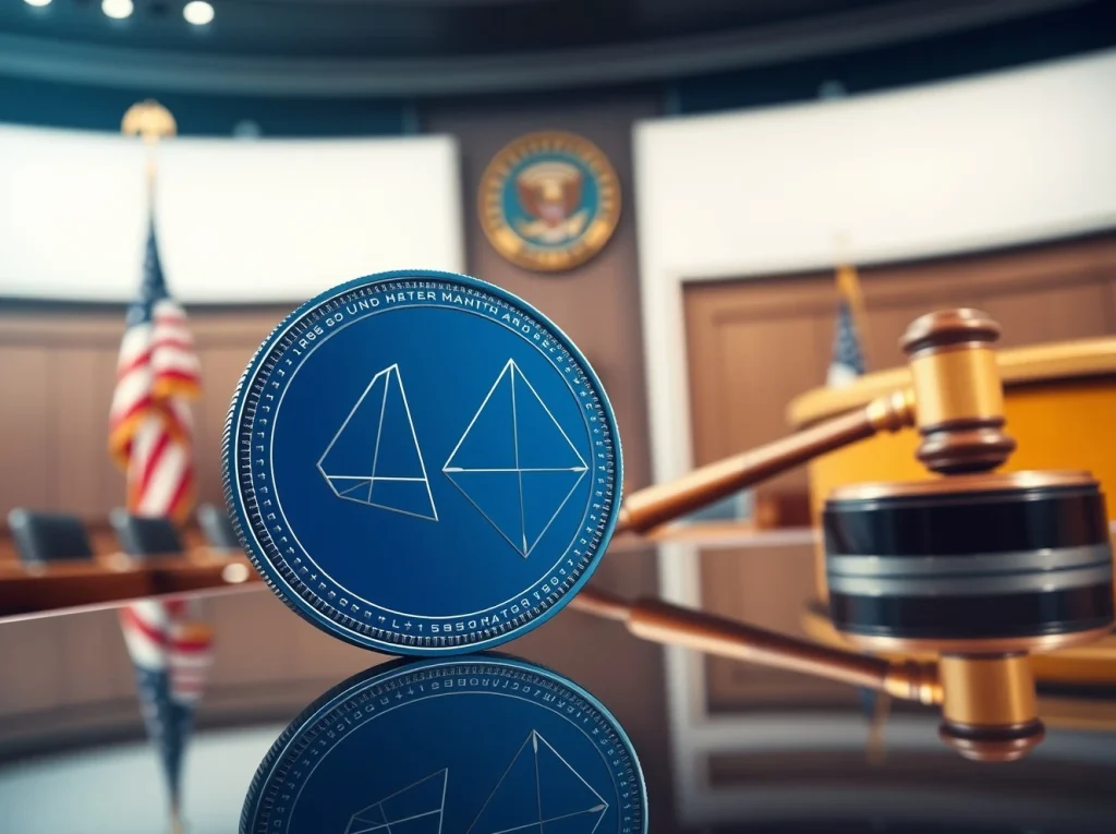 Cardano ADA coin on a legislative desk, representing digital commodity classification debate under CLARITY Act.