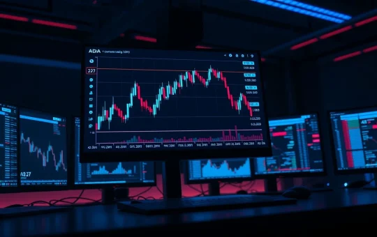 Trading monitor showing Cardano ADA price chart with open interest cluster near $0.27 support level